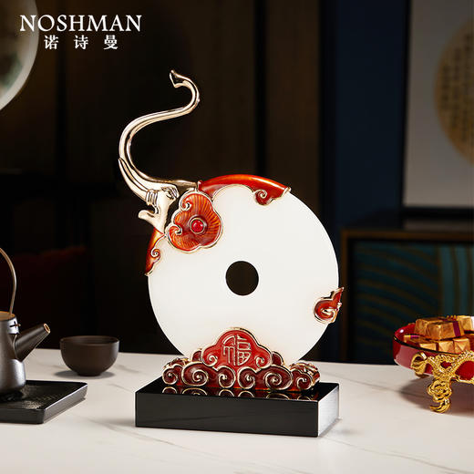 轻奢珐琅彩吉祥如意平安扣天然玉石摆件高档酒柜电视柜装饰品礼品 商品图4