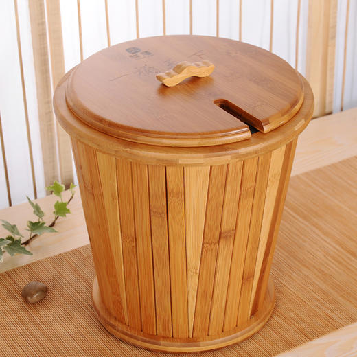 【样品特惠5折，仅1件，无货退款】祥福茶水桶储水桶竹制废水桶家用茶渣桶带盖【不支持补差，非质量问题不退不换】S 商品图1
