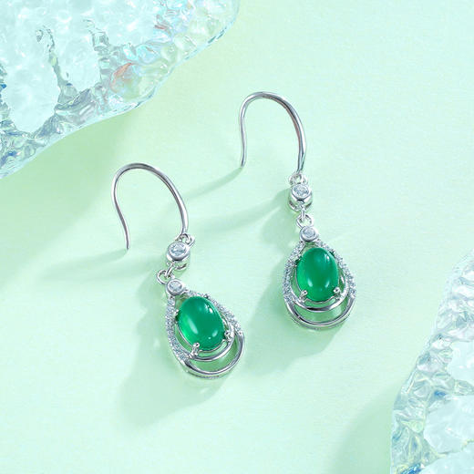 子佩集S925银【寒木春华】绿玉髓耳环【YHYS006】2211 商品图2