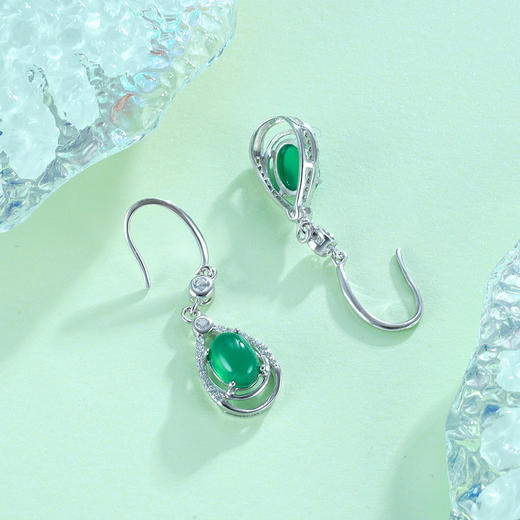 子佩集S925银【寒木春华】绿玉髓耳环【YHYS006】2211 商品图3