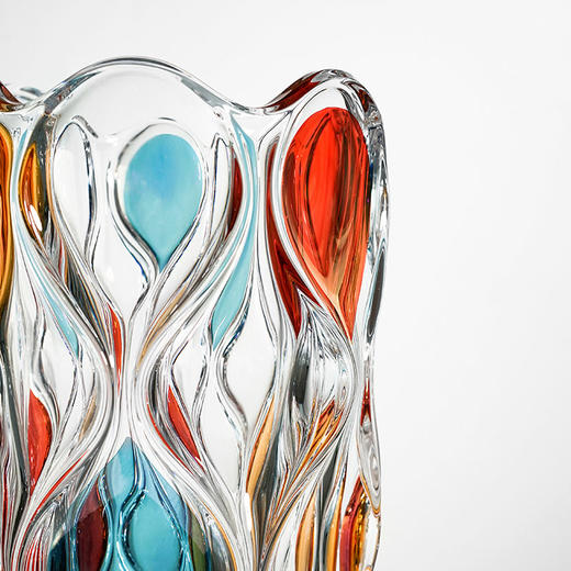 捷克BOHEMIA波西米亚 彩色系列水晶玻璃花瓶30cm彩色竹子系列艺术花瓶果斗 商品图8