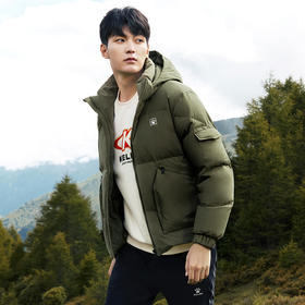 卡尔美潮流百搭短款羽绒服男冬季新款加厚保暖连帽外套6247YR1009