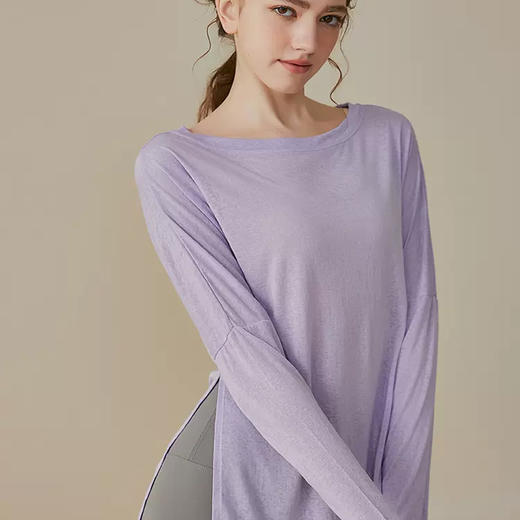 跃牌【瑜见伽人系列】运动罩衫女宽松健身上衣速干双侧开叉遮肉显瘦长袖瑜伽t恤健身服YJYE6032 商品图1