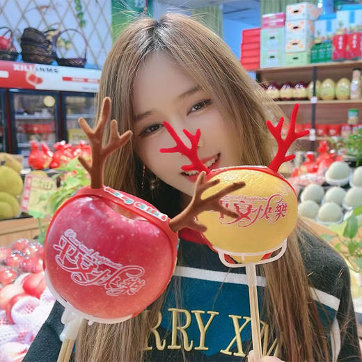 圣诞纯色鹿角--苹果托--水晶贴纸 商品图1