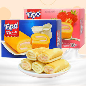 越南TIPO蛋糕卷180g牛奶味/草莓味 轻咬一口细腻清新柔嫩香甜 独立包装 052884/052885