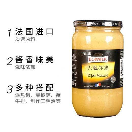 西餐调料进口法国宝年大藏芥末酱粗芥末粒815g 商品图2