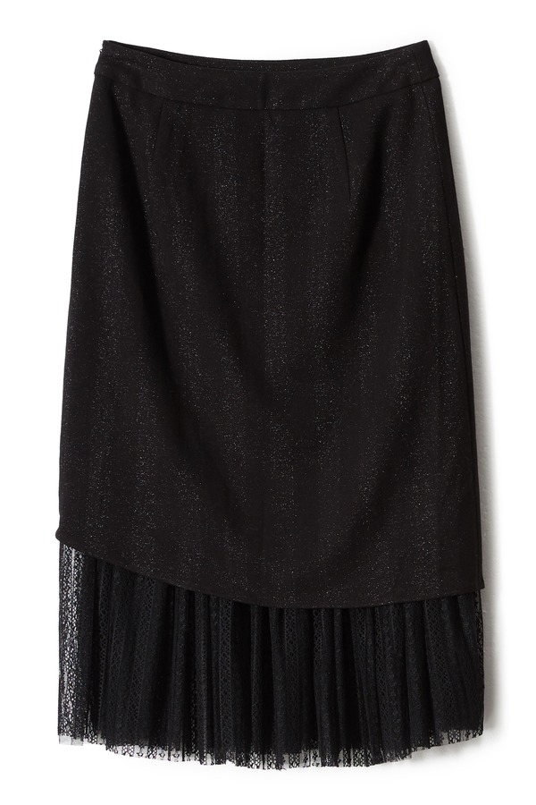 ava 黑色双层不规则半身裙 8368