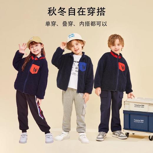 【特价清仓】龙之涵  亲子款儿童口袋狗狗加绒小泰迪上衣 中大童秋冬加厚保暖上衣 婴幼儿A类标准 商品图2