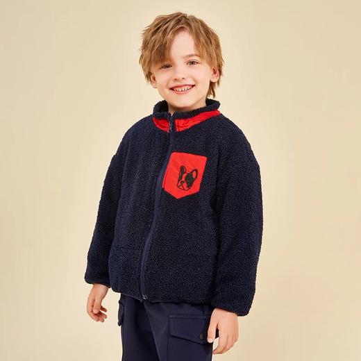 【特价清仓】龙之涵  亲子款儿童口袋狗狗加绒小泰迪上衣 中大童秋冬加厚保暖上衣 婴幼儿A类标准 商品图4