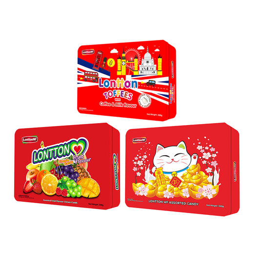 马来西亚伦敦WF铁盒装糖果268g 混合糖果/混合果味软糖/咖啡牛奶味太妃糖 好食材更美味 060430/060431/064013 商品图0