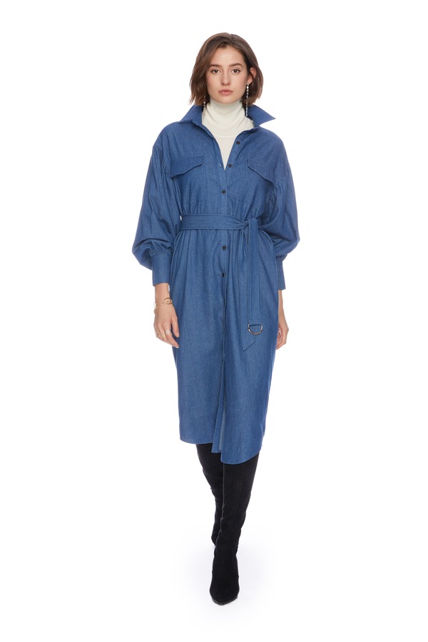 summer & sage 羊腿袖牛仔长外套 4890