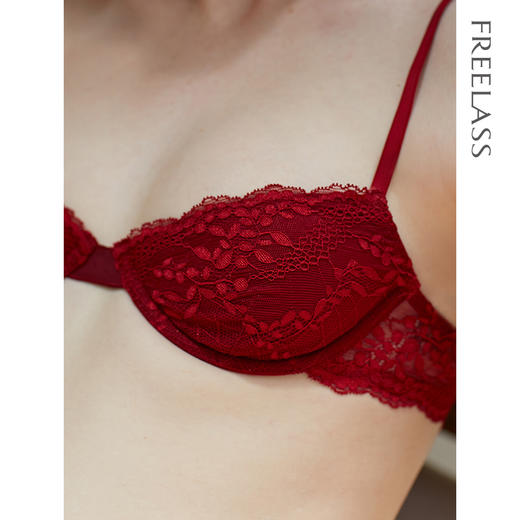 弗利少女法式蕾丝软钢圈内衣女士文胸夏季薄款性感小胸胸罩套装 商品图1