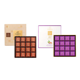 比利时歌帝梵85%黑巧克力礼盒75g/72%黑巧克力80g 浓醇黑巧克力16片装 043671/043670