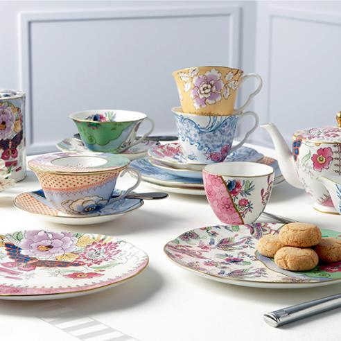 玮致活花间舞蝶骨瓷茶杯下午茶杯碟咖啡杯茶具套装 商品图2