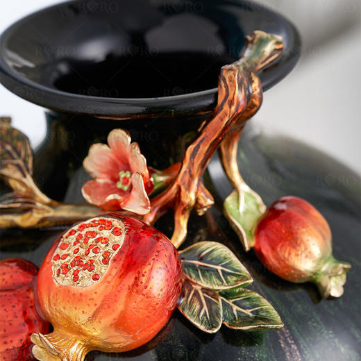 【样品特惠3折，无原包装仅1个，无货退款】罗比罗丹喜乐多福珐琅彩花瓶摆件客厅插花创意新中式样板房玄关家居饰品 商品图3