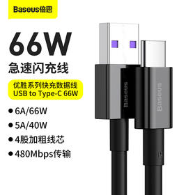 倍思 优胜系列快充数据线USB to Type-C 66W