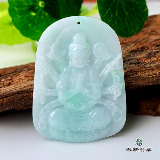 派瑞翡翠 翡翠挂件  千手观音 糯种 绿色 商品图0