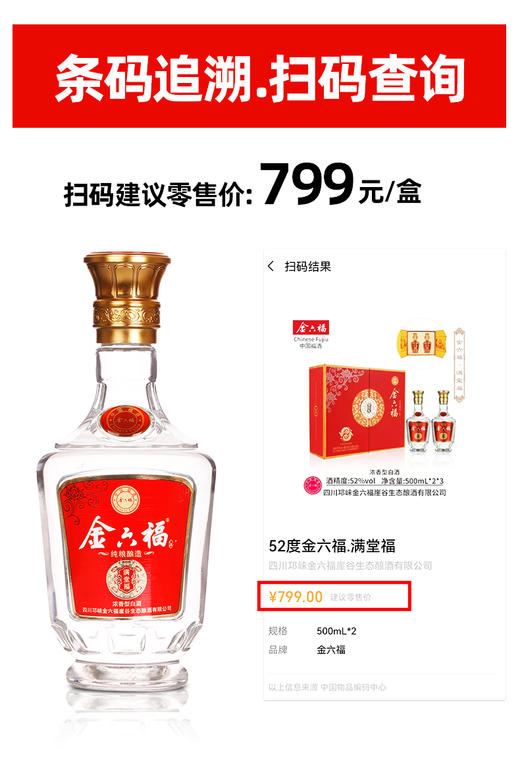 [金六福满堂福]52度-白酒礼盒装浓香型白酒粮食酒500ml×2瓶过节送礼 商品图2