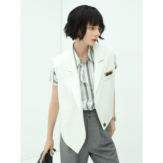 COCOBELLA设计感不对称衣摆西装马甲女混搭叠穿马夹WS4 商品图3