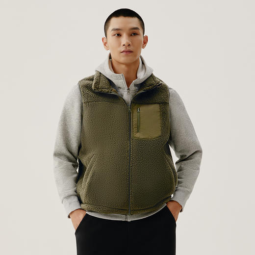 Threegun三枪 【加厚羊羔绒】男士开襟马甲背心-82209A011 商品图4