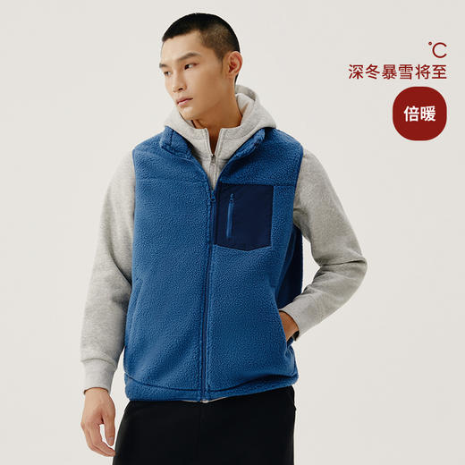 Threegun三枪 【加厚羊羔绒】男士开襟马甲背心-82209A011 商品图3