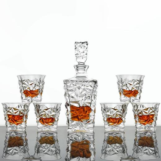 捷克原装进口 BOHEMIA波西米亚水晶玻璃酒具 GLACIER冰川威士忌酒樽酒杯高档1+6套装 商品图0