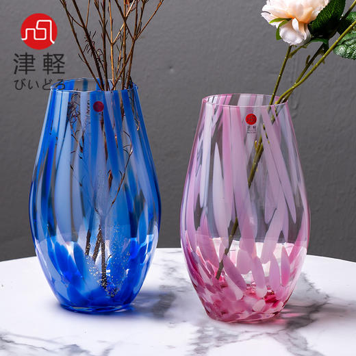 【样品特惠4折，无原包装仅2件，无货退款】日本进口津轻手工彩色玻璃花瓶插花器送人精美礼物家用摆件 商品图5