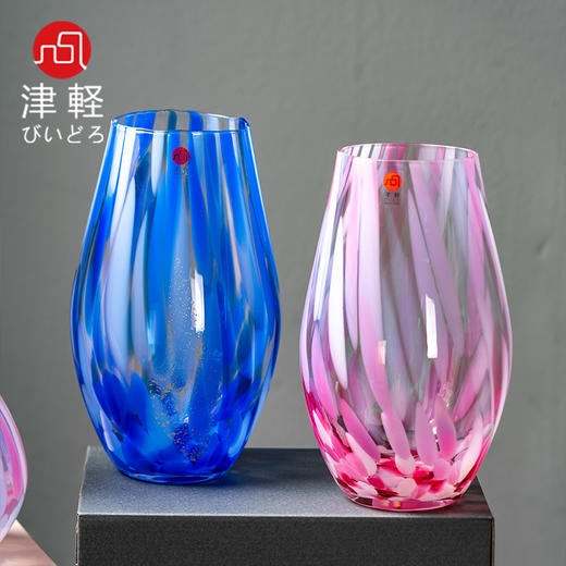 【样品特惠4折，无原包装仅2件，无货退款】日本进口津轻手工彩色玻璃花瓶插花器送人精美礼物家用摆件 商品图1