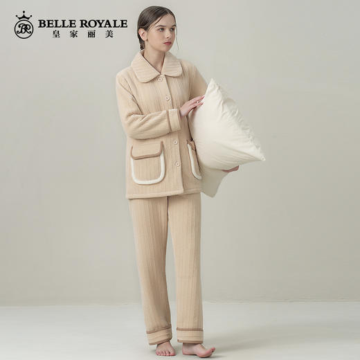皇家丽美雪尼尔美丝绒睡衣女秋冬季家居服加绒保暖套装JJT9793 商品图1