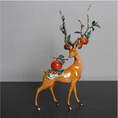 铜鹿摆件客厅书房办公室玄关新中式摆件五福临门招财鹿葫芦电视酒柜装饰品 商品图3