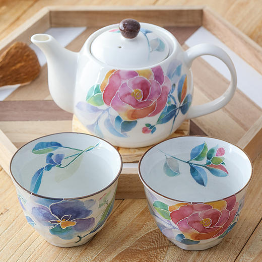日本进口和蓝繁花似锦陶瓷茶壶茶杯日式茶具套装 商品图0