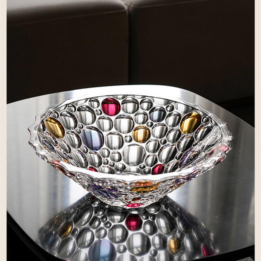 捷克进口/BOHEMIA波西米亚进口水晶玻璃彩色水滴插花装饰手工描彩花瓶/果斗 商品图4