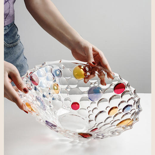 捷克进口/BOHEMIA波西米亚进口水晶玻璃彩色水滴插花装饰手工描彩花瓶/果斗 商品图1