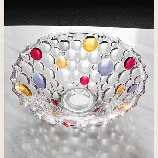 捷克进口/BOHEMIA波西米亚进口水晶玻璃彩色水滴插花装饰手工描彩花瓶/果斗 商品图6