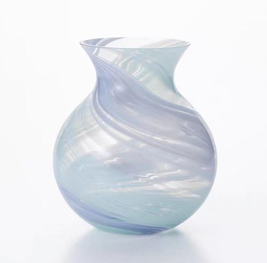 日本进口津轻纯手工玻璃花瓶摆件客厅插花器水彩画花瓶13.5cm 商品图0