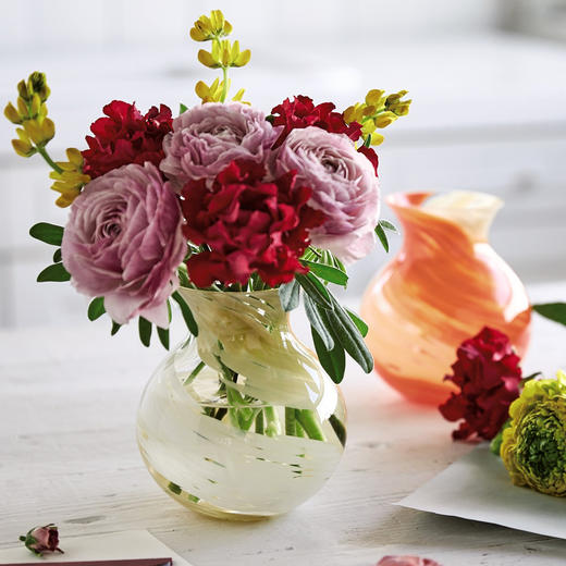 日本进口津轻纯手工玻璃花瓶摆件客厅插花器水彩画花瓶13.5cm 商品图4