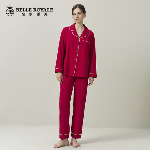 皇家丽美红色睡衣女春秋款结婚新婚情侣棉质家居服本命年JJT9897 商品图2
