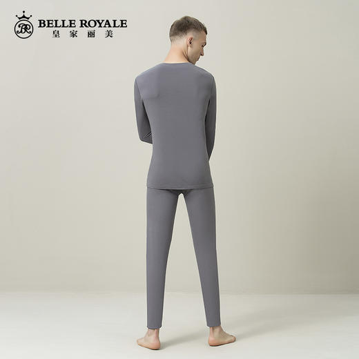 皇家丽美245g保暖套装男款秋衣秋裤天丝发热莫代尔保暖套装男BNN8209 商品图2