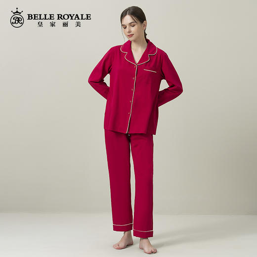 皇家丽美红色睡衣女春秋款结婚新婚情侣棉质家居服本命年JJT9897 商品图3