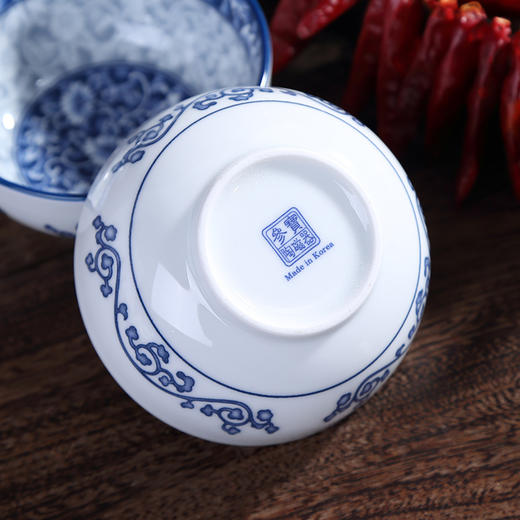 韩国进口参宝青花瓷复古陶瓷饭碗 4.5寸饭碗套装 商品图4