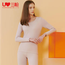 Threegun三枪【银匠心系列-羊毛舒暖德绒】圆领女士保暖内衣套装-23260D921
