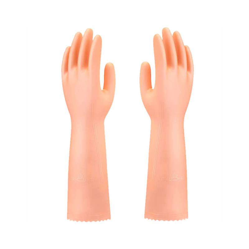 SHOWA/尚和手套日本丝滑加长昭和贴手植绒洗衣服厨房家务清洁洗碗M码