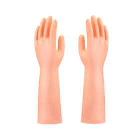 SHOWA/尚和手套日本丝滑加长昭和贴手植绒洗衣服厨房家务清洁洗碗M码