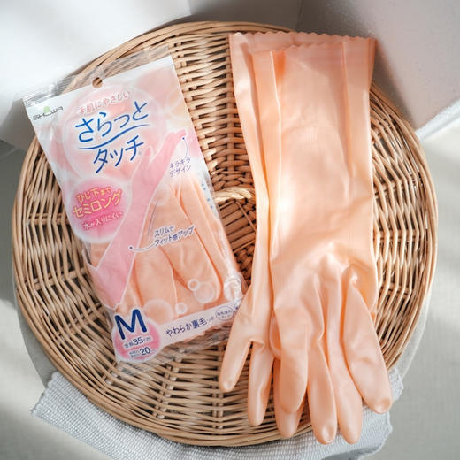 SHOWA/尚和手套日本丝滑加长昭和贴手植绒洗衣服厨房家务清洁洗碗M码 商品图7