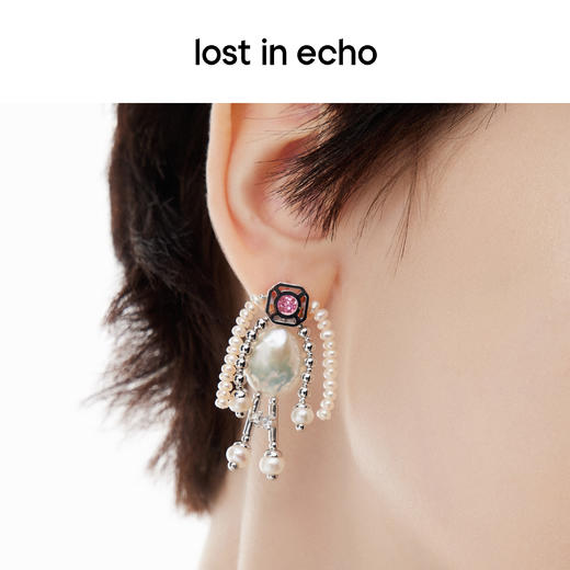 lost in echo原创设计师品牌宝石猎人双马尾小人造型珍珠拼接耳环 商品图2