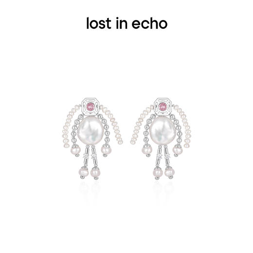 lost in echo原创设计师品牌宝石猎人双马尾小人造型珍珠拼接耳环 商品图3