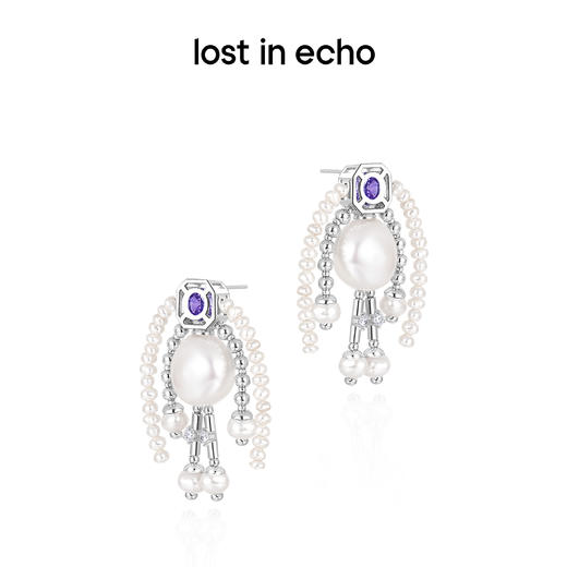 lost in echo原创设计师品牌宝石猎人双马尾小人造型珍珠拼接耳环 商品图4