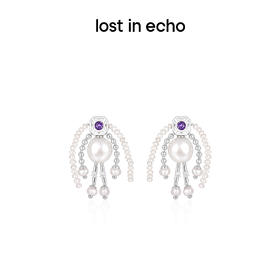 lost in echo原创设计师品牌宝石猎人双马尾小人造型珍珠拼接耳环
