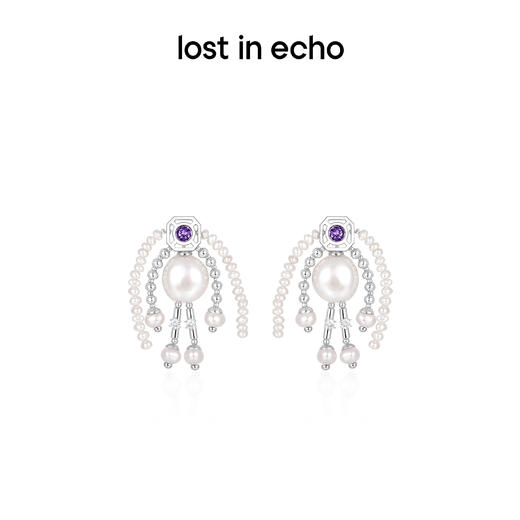 lost in echo原创设计师品牌宝石猎人双马尾小人造型珍珠拼接耳环 商品图0