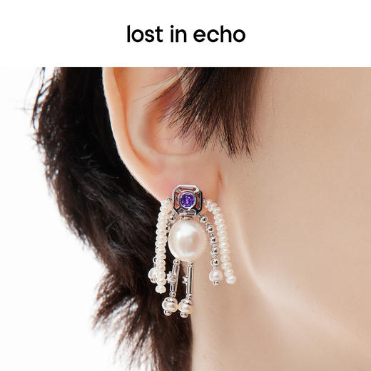 lost in echo原创设计师品牌宝石猎人双马尾小人造型珍珠拼接耳环 商品图1